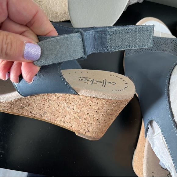 Clarks Lafley Joy Leather Wedges Sz 8.5 - Picture 5 of 6